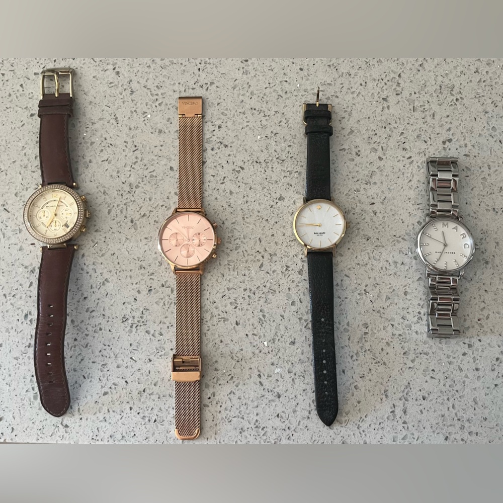 Michael Kors, Kate spade, Vaccaro, Kate, Marc Jacobs leather/metal women’s watch